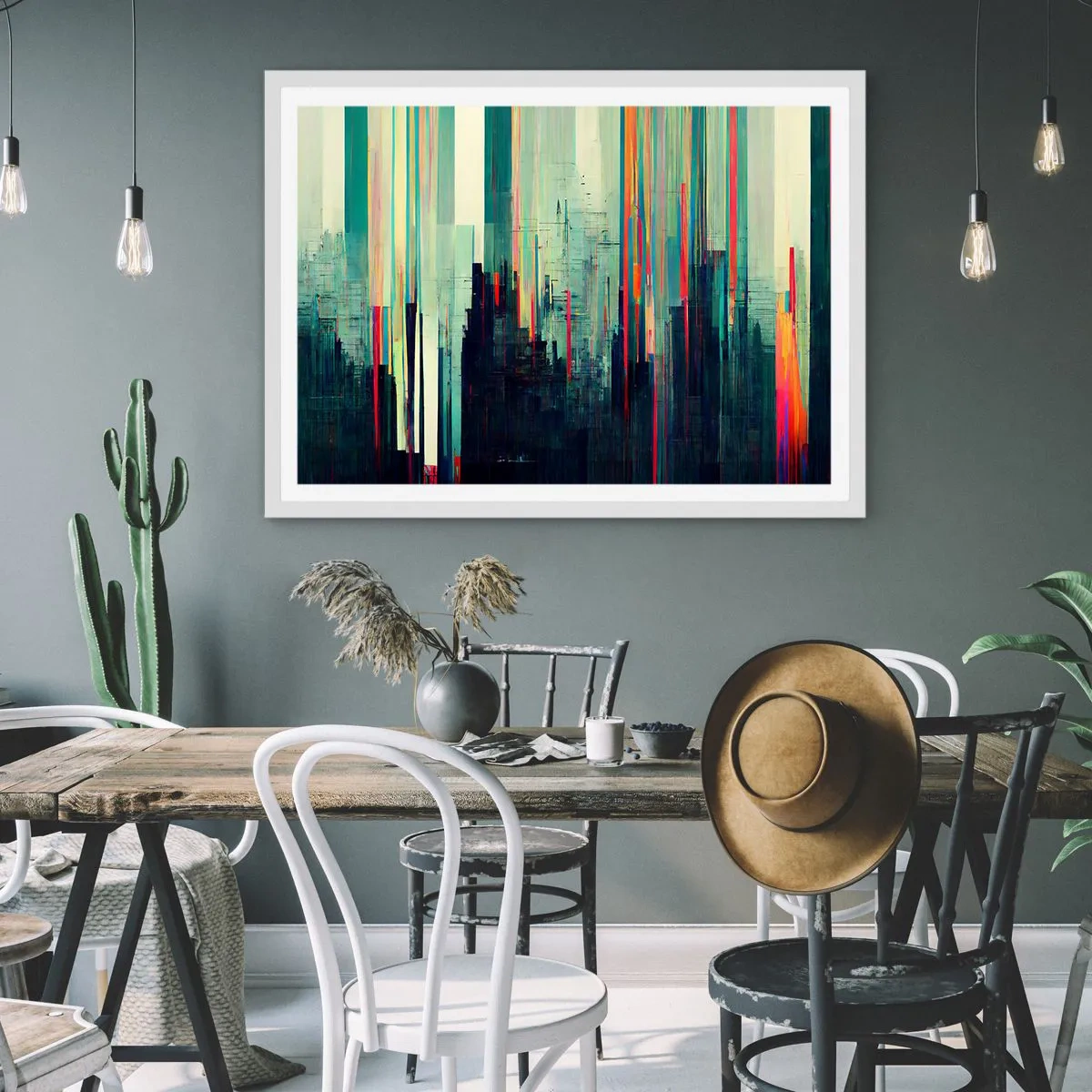 Póster en marco blanco - Ciudad futurista - 100x70 cm