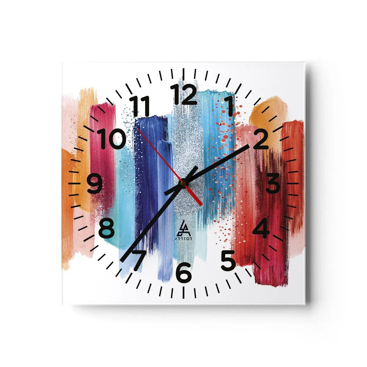 Reloj de pared - Reloj de vidrio - Arriba y abajo - 30x30 cm