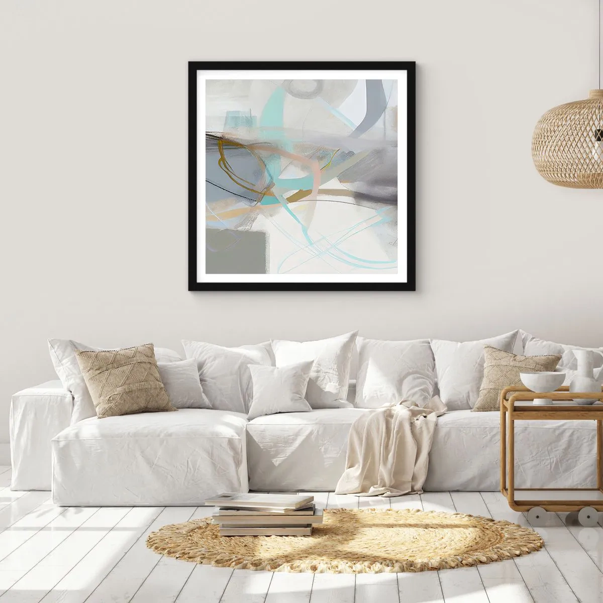 Póster en marco negro - Abstracción brumosa - 60x60 cm