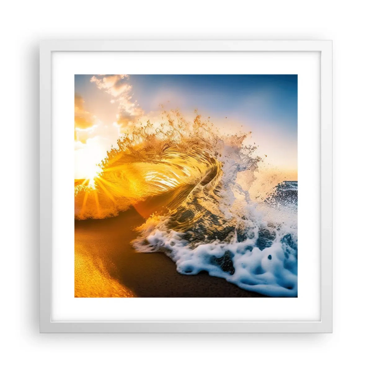 Póster en marco blanco - Jugando en la arena - 40x40 cm