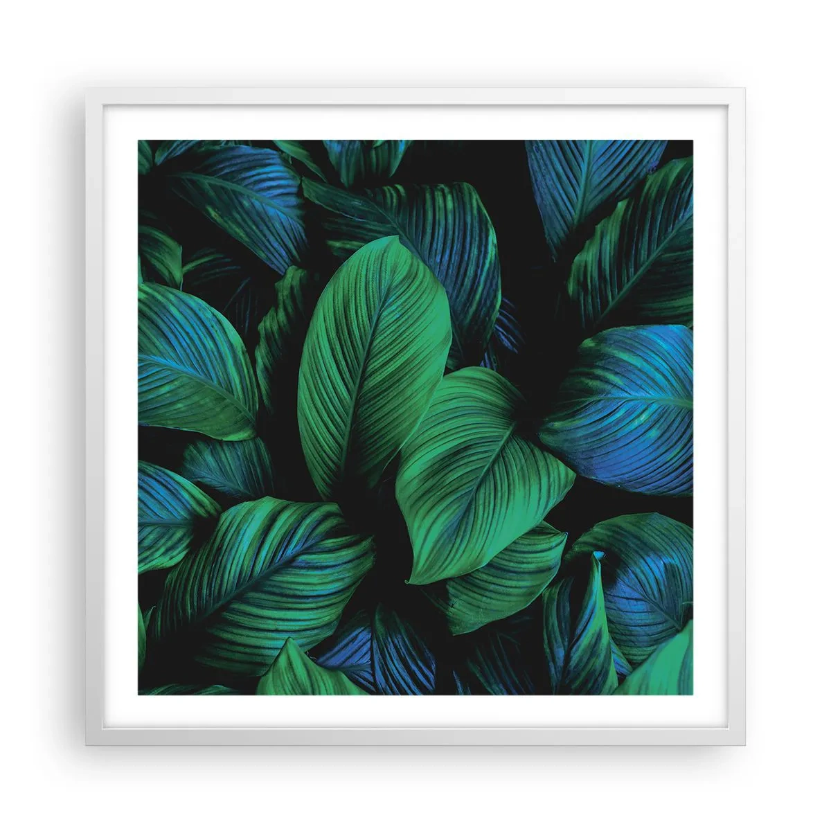 Póster en marco blanco - En la multitud verde - 60x60 cm