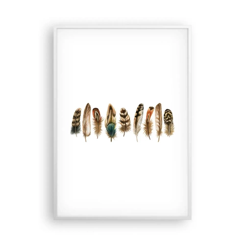 Póster en marco blanco - Estudio de plumas - 70x100 cm