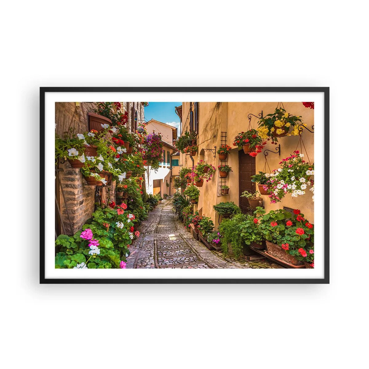 Póster en marco negro - Callejón italiano - 91x61 cm