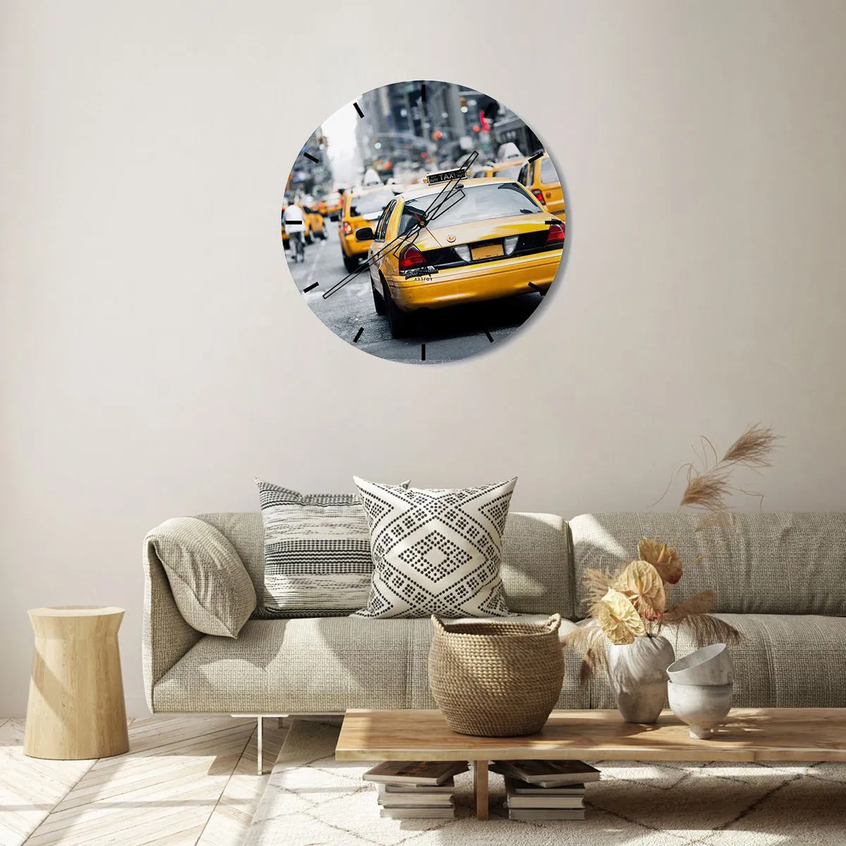 Reloj de pared - Reloj de vidrio - Solo en esta ciudad - 40x40 cm