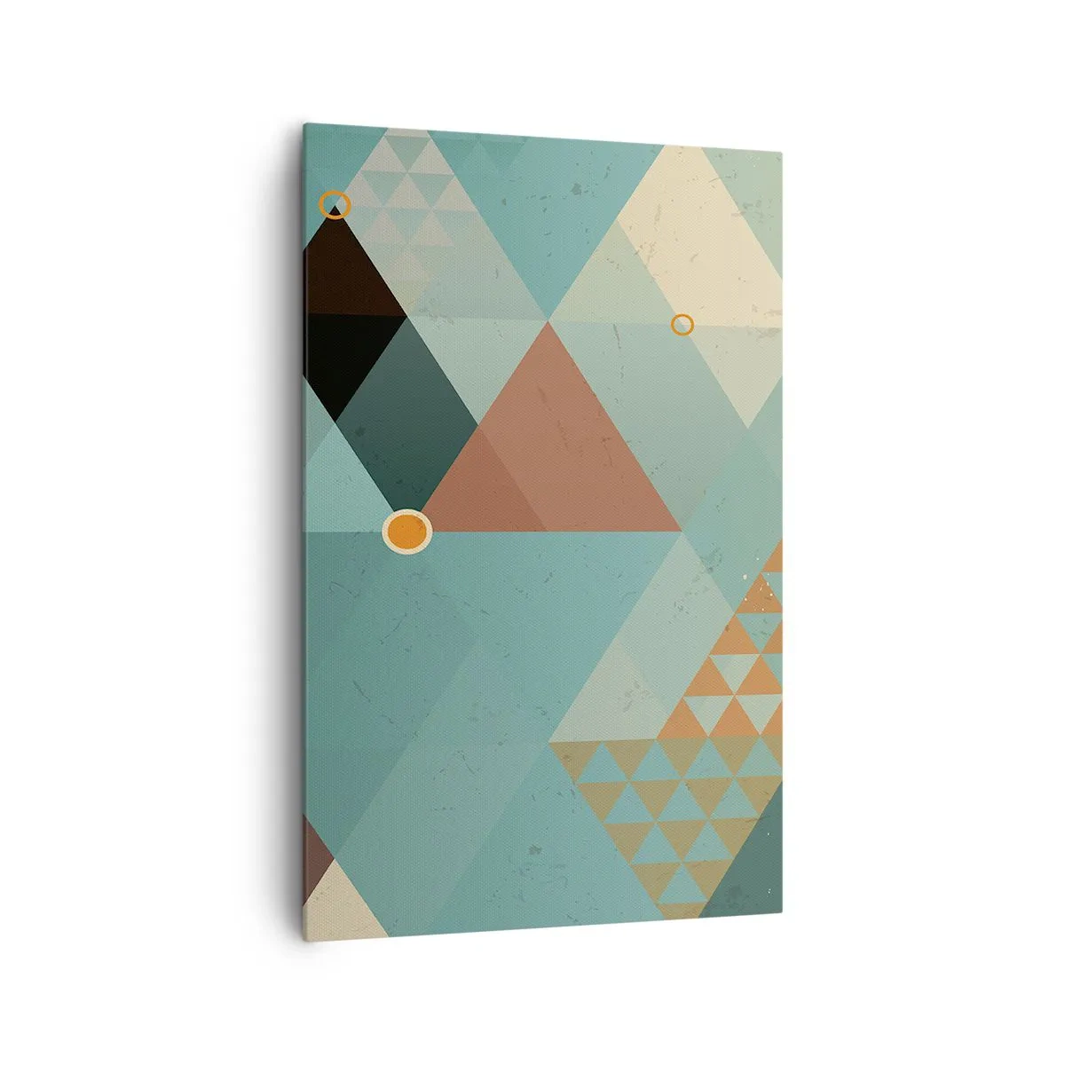 Cuadro sobre lienzo - Impresión de Imagen - Patrones geométricos en tonos turquesa y marrón. - 80x120cm - Uno para todos y todos para uno - Decoración de pared moderna para salón y dormitorio ARTTOR