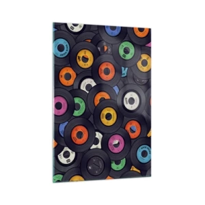 Cuadro sobre vidrio - Impresiones sobre Vidrio - Vinilos de colores apilados uno encima del otro - 70x100cm - Colores de los clásicos - Decoración de pared moderna para salón y dormitorio ARTTOR