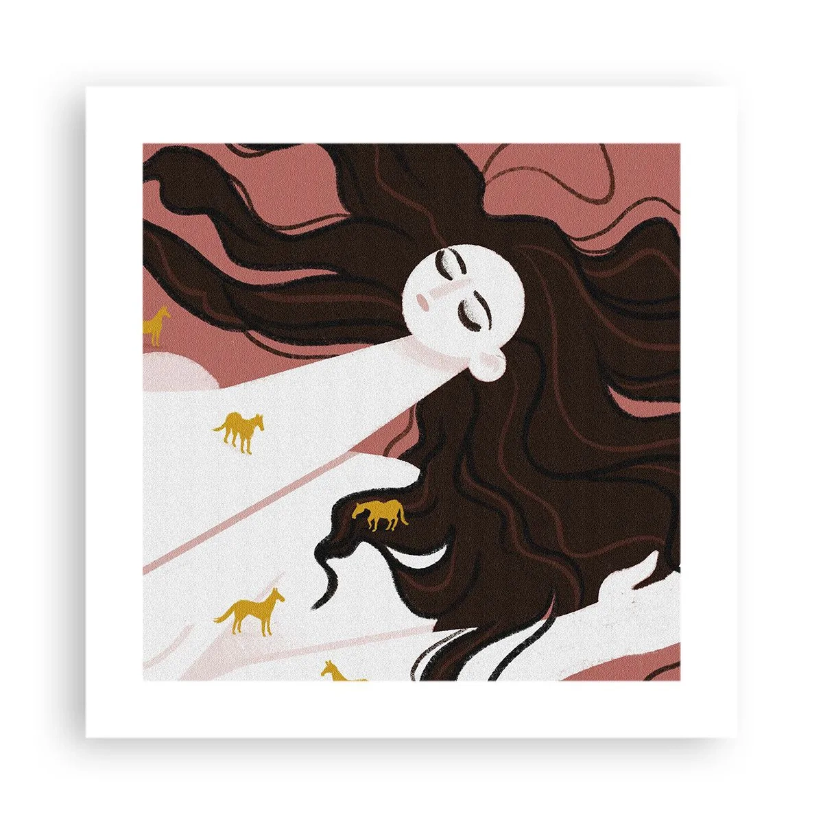 Póster - Sueño de caballos dorados - 40x40 cm