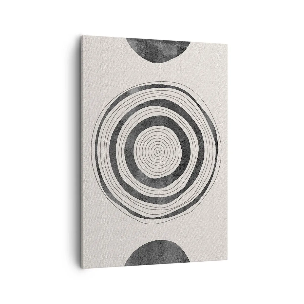 Cuadro sobre lienzo - Impresión de Imagen - Círculos minimalistas en blanco y negro sobre un fondo claro. - 50x70cm - Lo importante es lo que hay entre medias - Decoración de pared moderna para salón y dormitorio ARTTOR