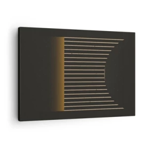 Cuadro sobre lienzo - Impresión de Imagen - Patrón geométrico con rayas sobre fondo oscuro. - 70x50cm - Explorar la oscuridad - Decoración de pared moderna para salón y dormitorio ARTTOR
