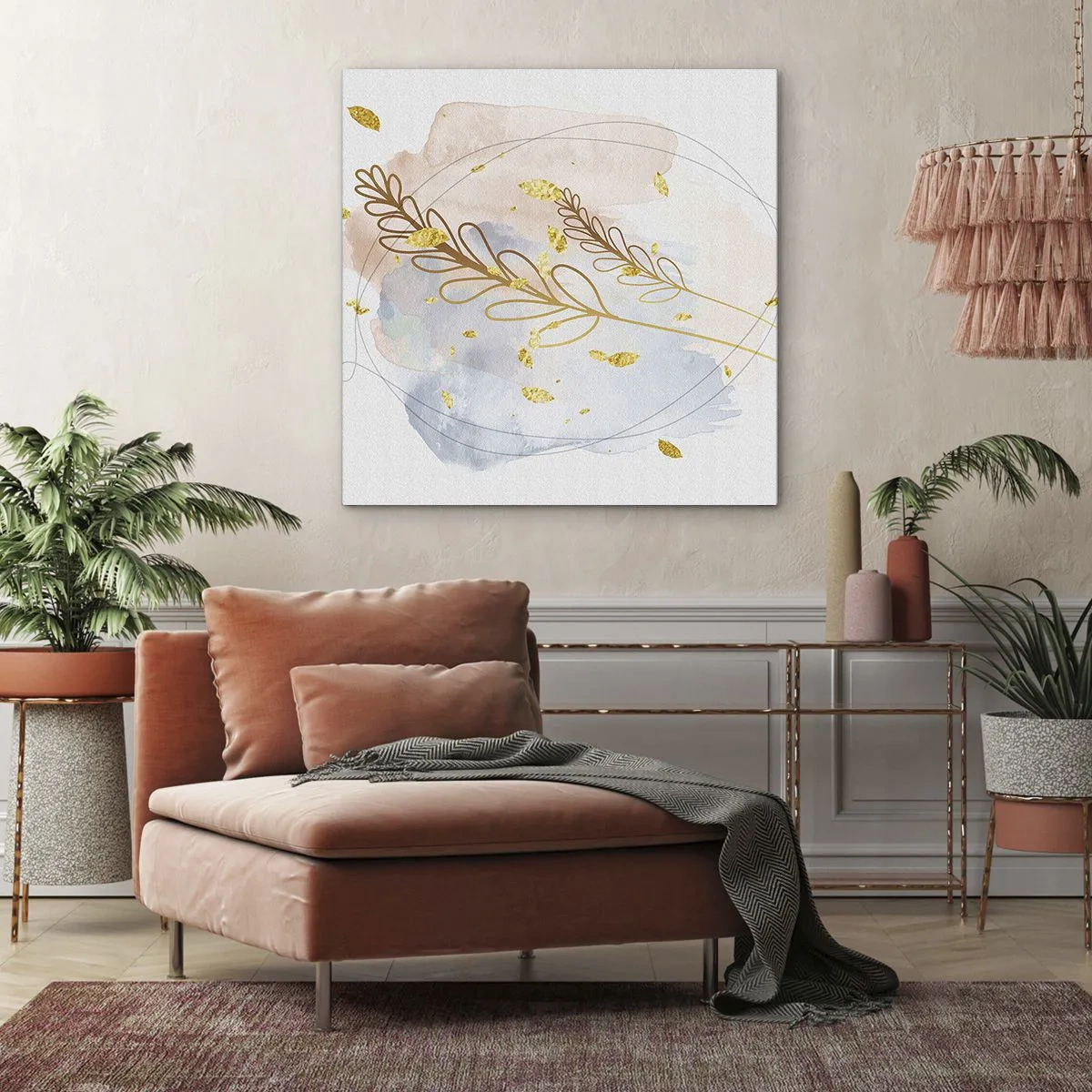 Cuadro sobre lienzo - Impresión de Imagen - Ráfaga dorada - 60x60 cm