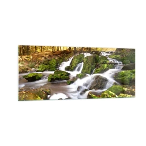 Cuadro sobre vidrio - Impresiones sobre Vidrio - Atravesando el bosque otoñal - 100x40 cm