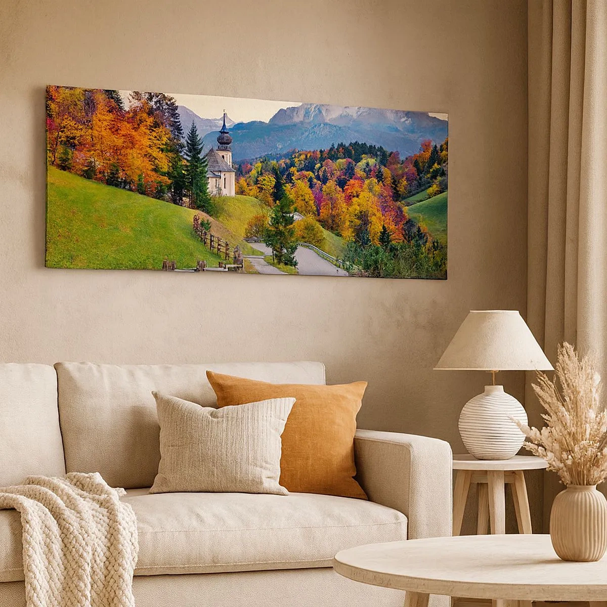 Cuadro sobre lienzo - Impresión de Imagen - Paisaje como una pintura - 100x40 cm