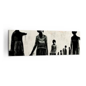 Cuadro sobre lienzo - Impresión de Imagen - Figuras en una composición monocromática sobre un fondo claro. - 160x50cm - Contra la soledad - Decoración de pared moderna para salón y dormitorio ARTTOR