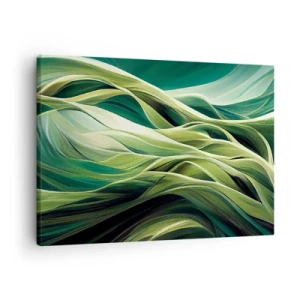 Cuadro sobre lienzo - Impresión de Imagen - Líneas dinámicas en tonos verdes. - 70x50cm - Un juego abstracto de color verde - Decoración de pared moderna para salón y dormitorio ARTTOR
