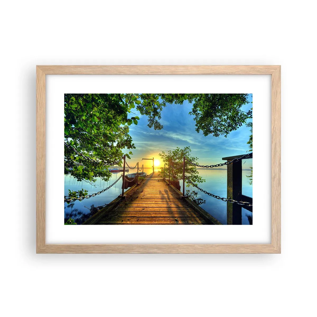 Póster en marco roble claro - Atardecer junto al agua - 40x30 cm