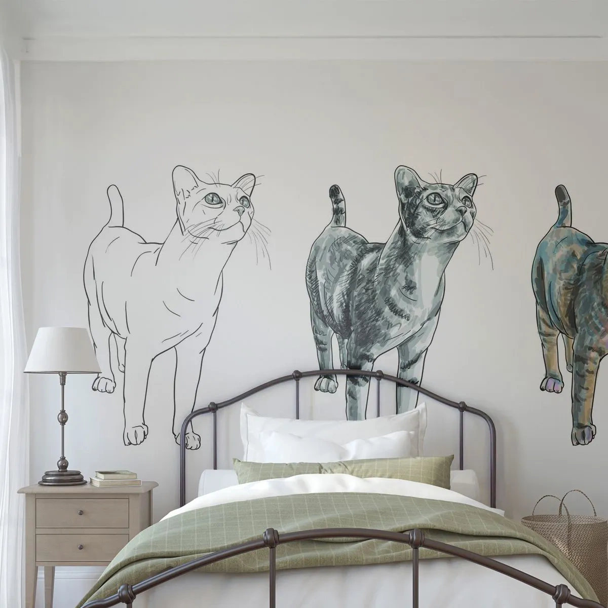 Fotomural Premium Canvas - Lección de dibujo - animales, Gato, Para niños - 450x315 cm