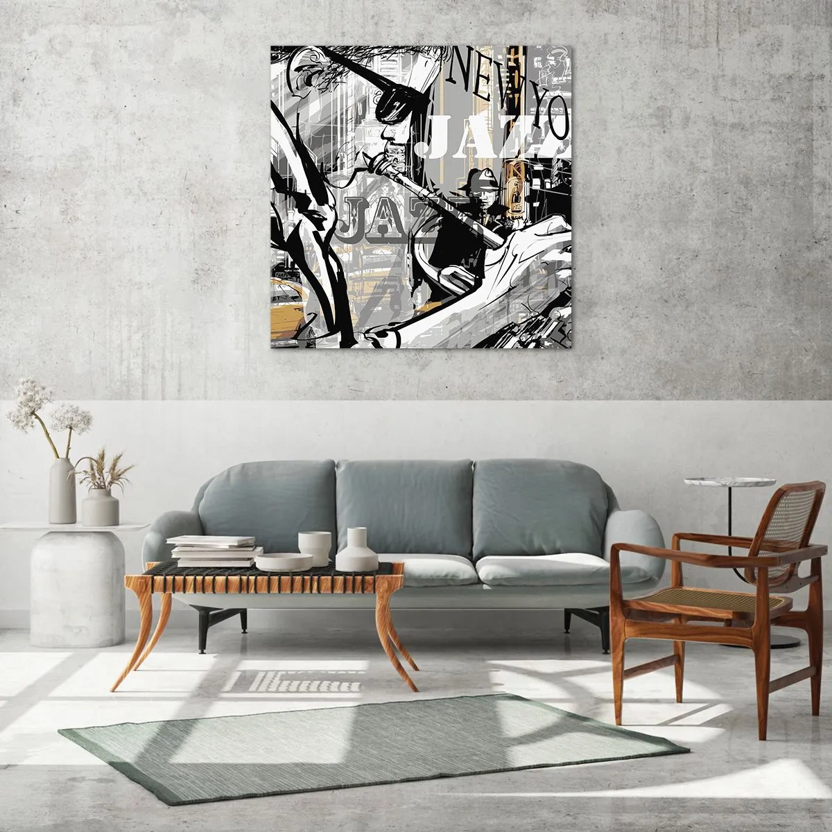 Cuadro sobre vidrio - Impresiones sobre Vidrio - Al ritmo de Nueva York - 50x50 cm