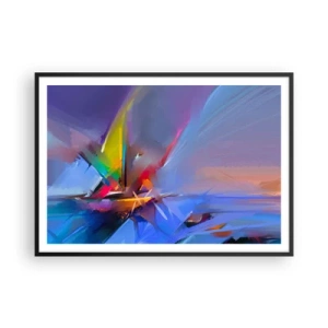 Póster en marco negro - Composición abstracta con colores intensos. - 100x70cm - Como un pájaro - Decoración de pared moderna para salón y dormitorio ARTTOR