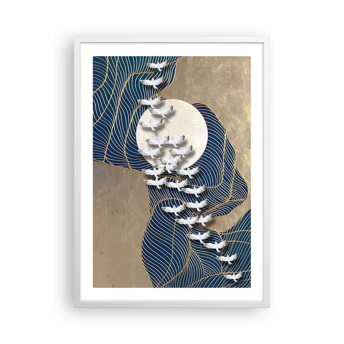 Póster en marco blanco - Libertad en bandada comunidad - 50x70 cm