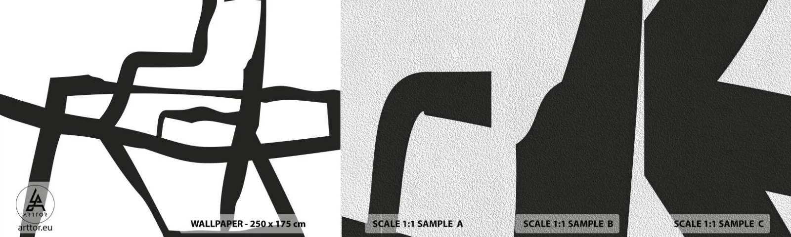 Muestra de fotomural Premium Sand - Construcción en blanco y negro - Línea, En blanco y negro, abstraccionismo - 100x30 cm