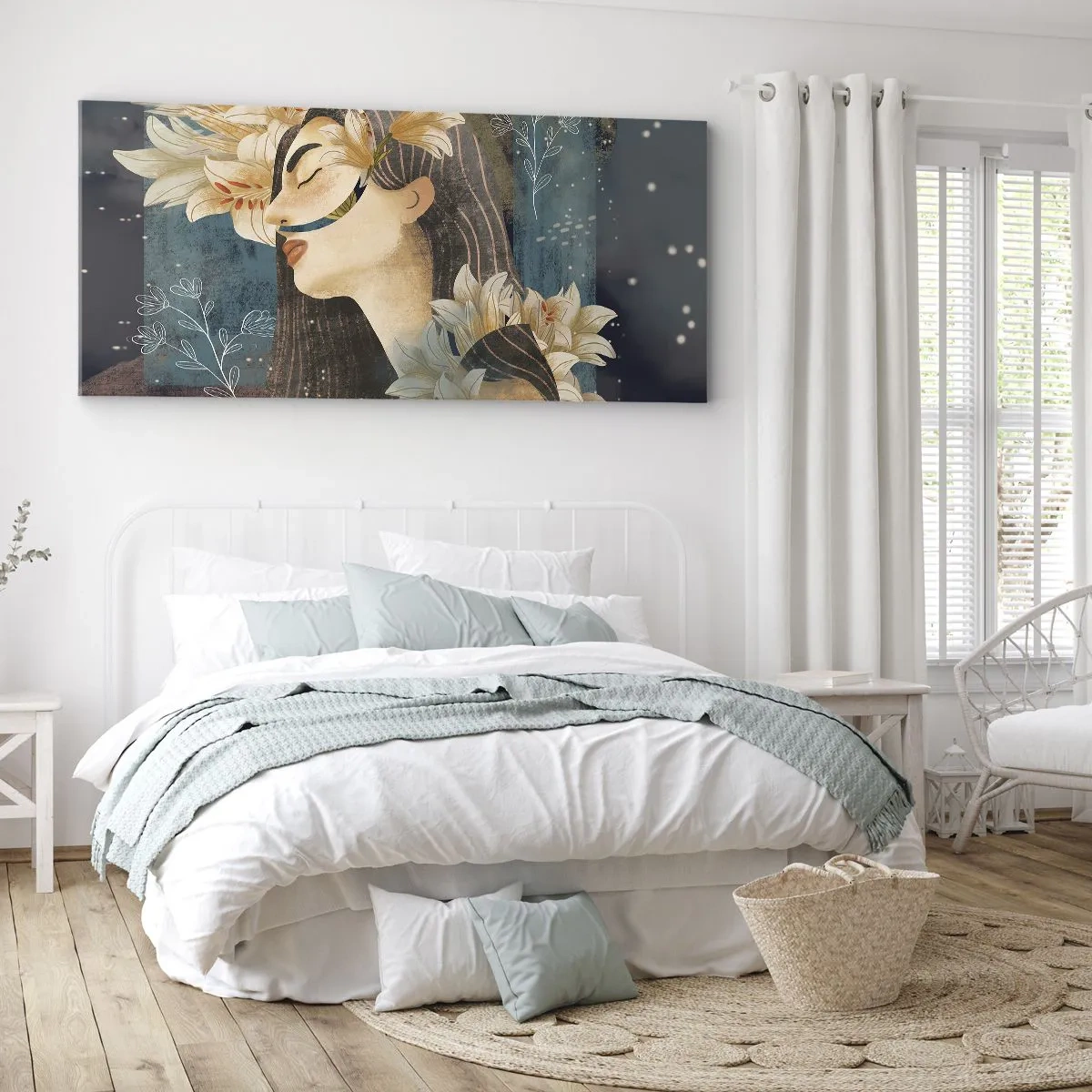 Cuadro sobre lienzo - Impresión de Imagen - Cuento de princesa con lirios - 100x40 cm