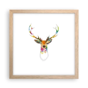 Póster en marco roble claro - Un suave ciervo bañado en color - 30x30 cm