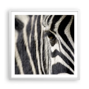 Póster en marco blanco - Retrato a rayas - 60x60 cm
