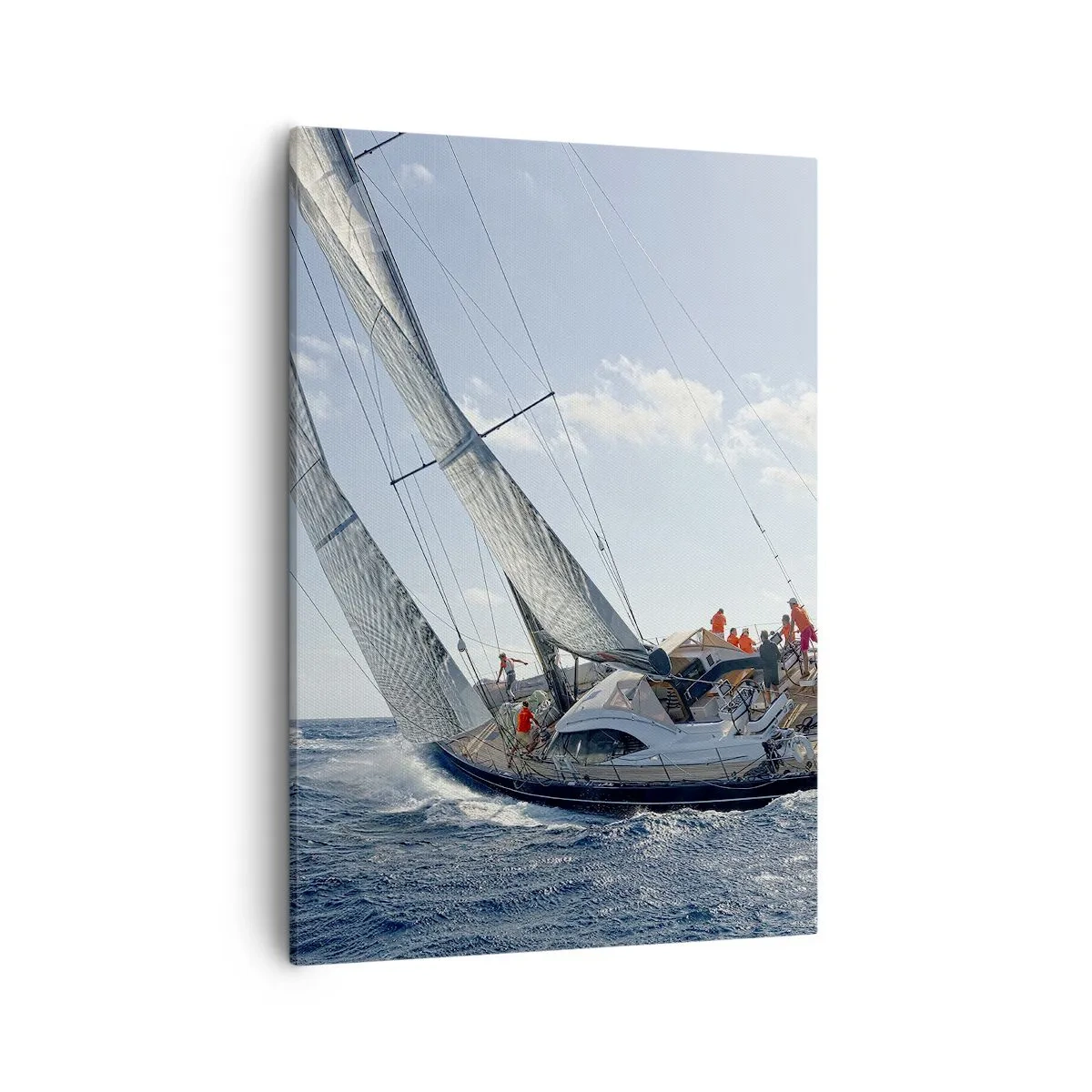 Cuadro sobre lienzo - Impresión de Imagen - Carrera de yates en mar abierto bajo un cielo azul - 50x70cm - Que gane el mejor - Decoración de pared moderna para salón y dormitorio ARTTOR