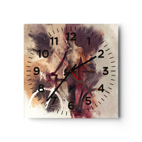 Reloj de pared - Reloj de vidrio - En las formas de mármol un alma ciclista - 30x30 cm