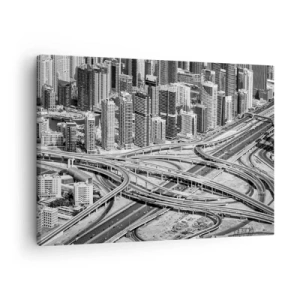 Cuadro sobre lienzo - Impresión de Imagen - Una vista aérea de Dubái - 70x50cm - Dubái: la ciudad imposible - Decoración de pared moderna para salón y dormitorio ARTTOR