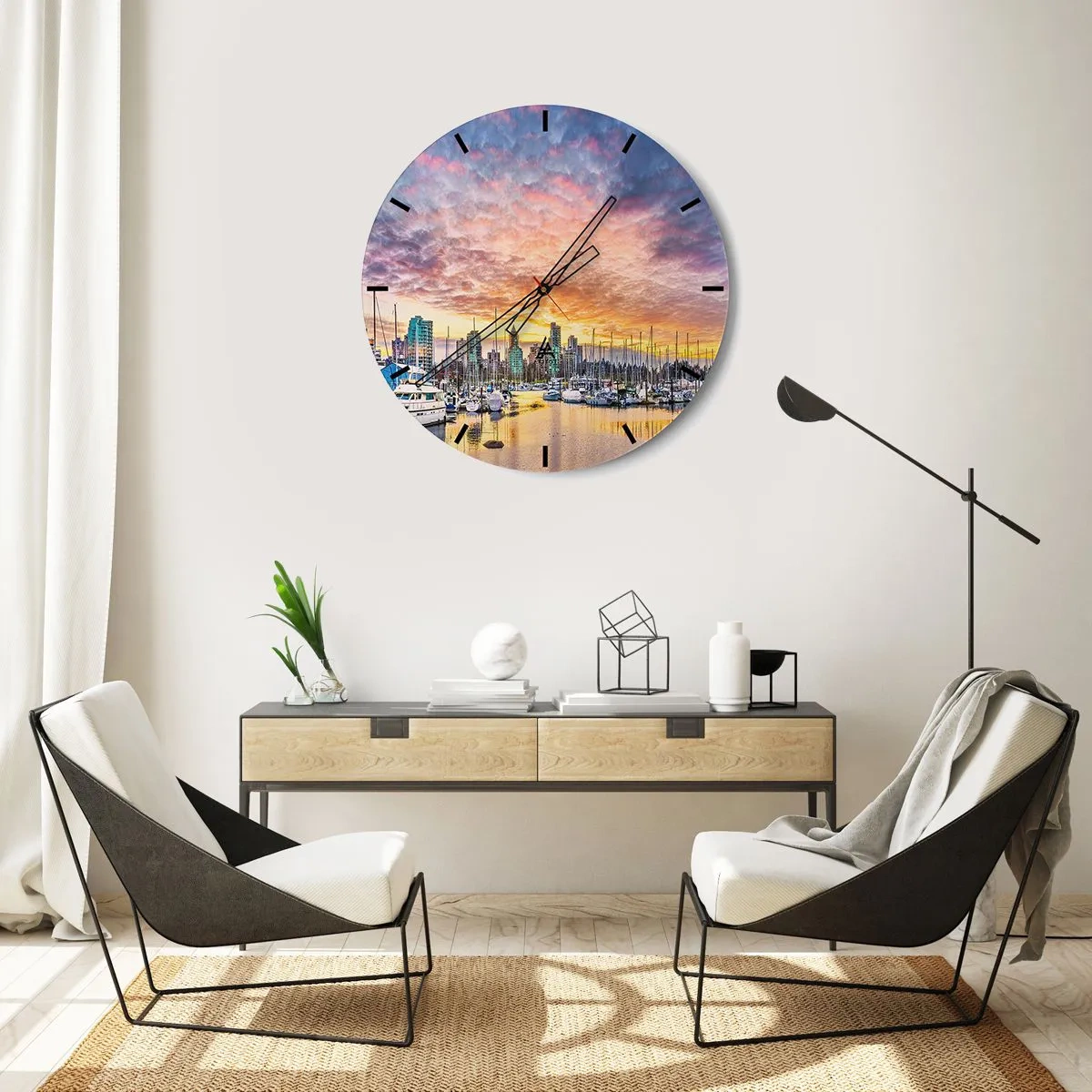 Reloj de pared - Reloj de vidrio - Una ciudad de mil marineros - 40x40 cm