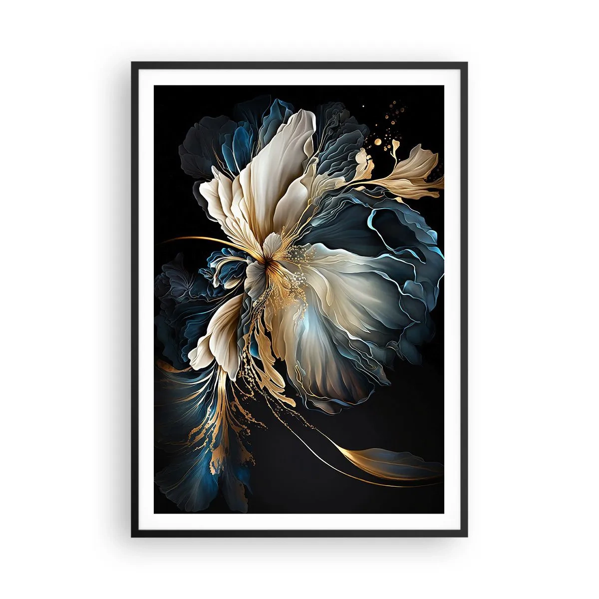 Póster en marco negro - Flor de helecho de cuento - 70x100 cm