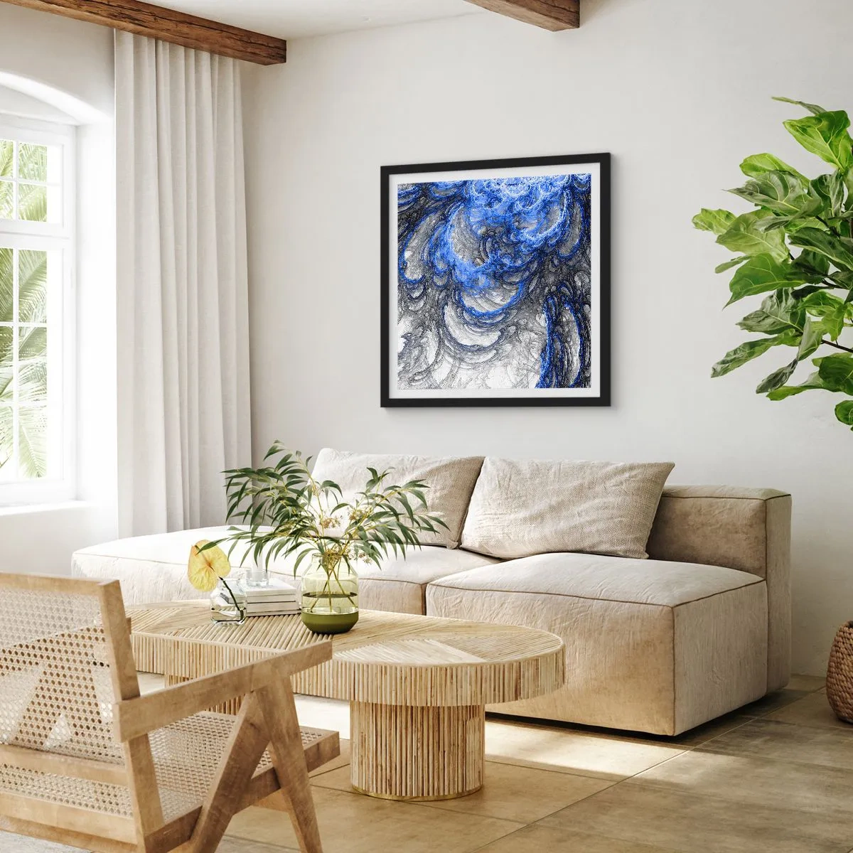Póster en marco negro - El nacimiento de una ola - 60x60 cm
