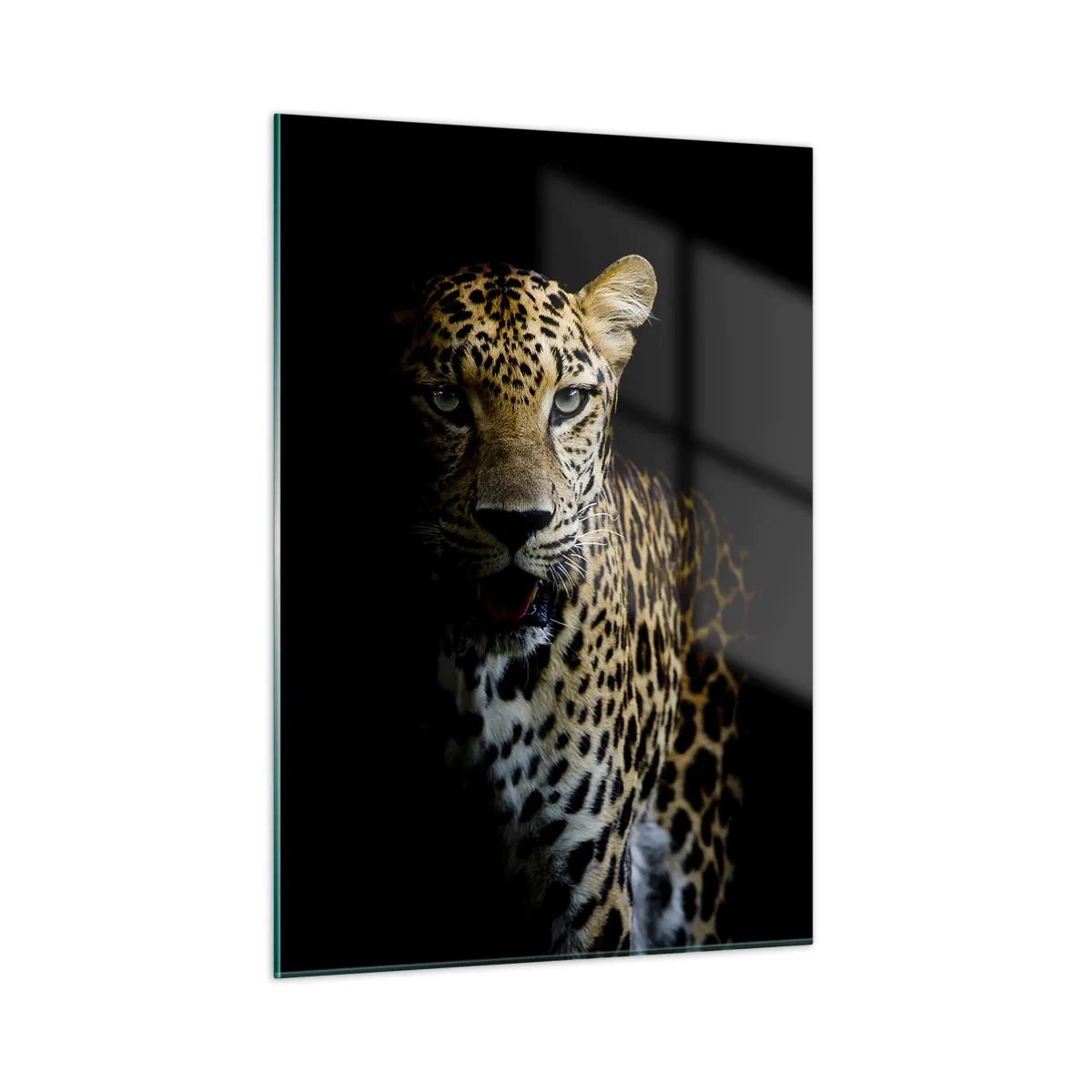 Cuadro sobre vidrio - Impresiones sobre Vidrio - León en la sombra - 50x70cm - Belleza oscura - Decoración de pared moderna para salón y dormitorio ARTTOR
