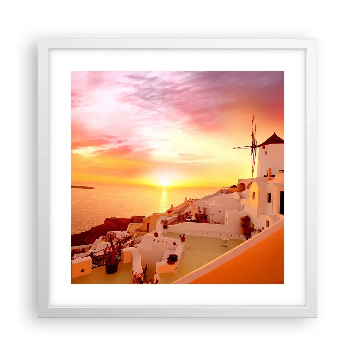 Póster en marco blanco - Blanco y dorado - 40x40 cm