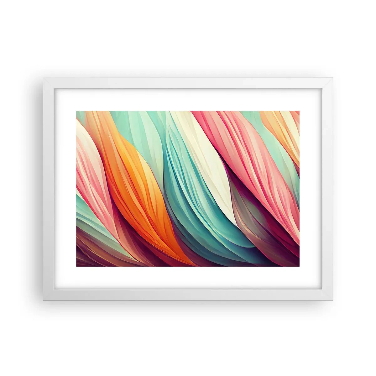 Póster en marco blanco - Tejido arco iris - 40x30 cm