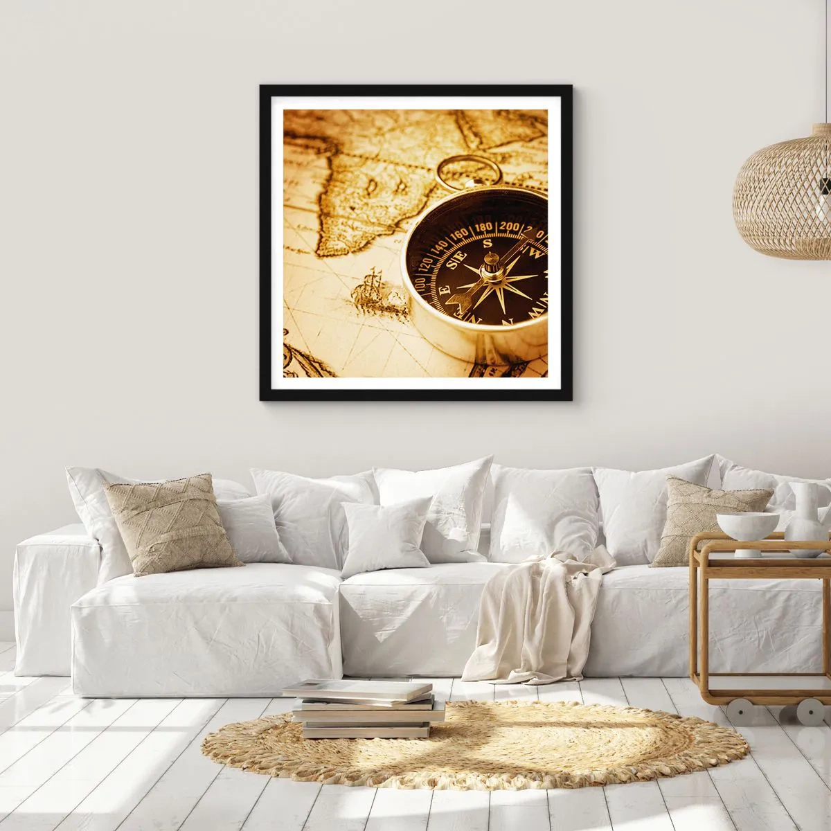 Póster en marco negro - ¿Este u Oeste? - 50x50 cm