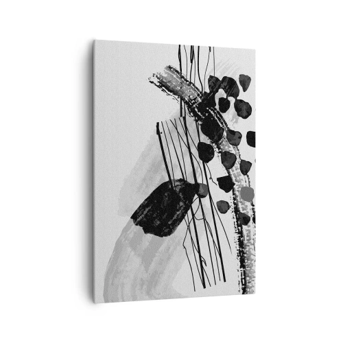 Cuadro sobre lienzo - Impresión de Imagen - Composición abstracta en blanco y negro con formas orgánicas. - 70x100cm - Abstracción orgánica en blanco y negro - Decoración de pared moderna para salón y dormitorio ARTTOR