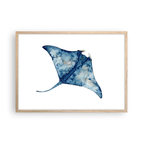 Póster en marco roble claro - La vida en azul - 70x50 cm