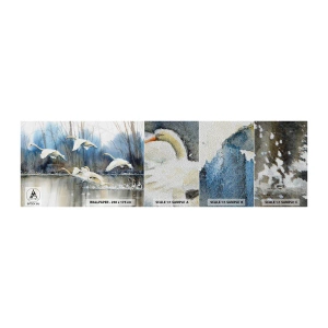 Muestra de fotomural Premium Sand - Como en un cuento de cisnes salvajes - cisnes, Aves, Paisaje - 100x30 cm