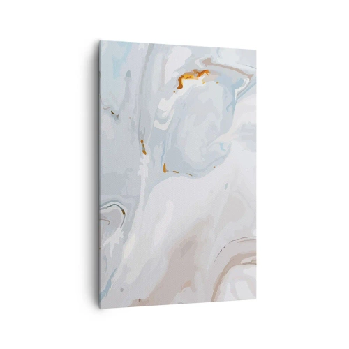 Cuadro sobre lienzo - Impresión de Imagen - Ondas abstractas en tonos azules y blancos - 80x120cm - Blanco fusión - Decoración de pared moderna para salón y dormitorio ARTTOR