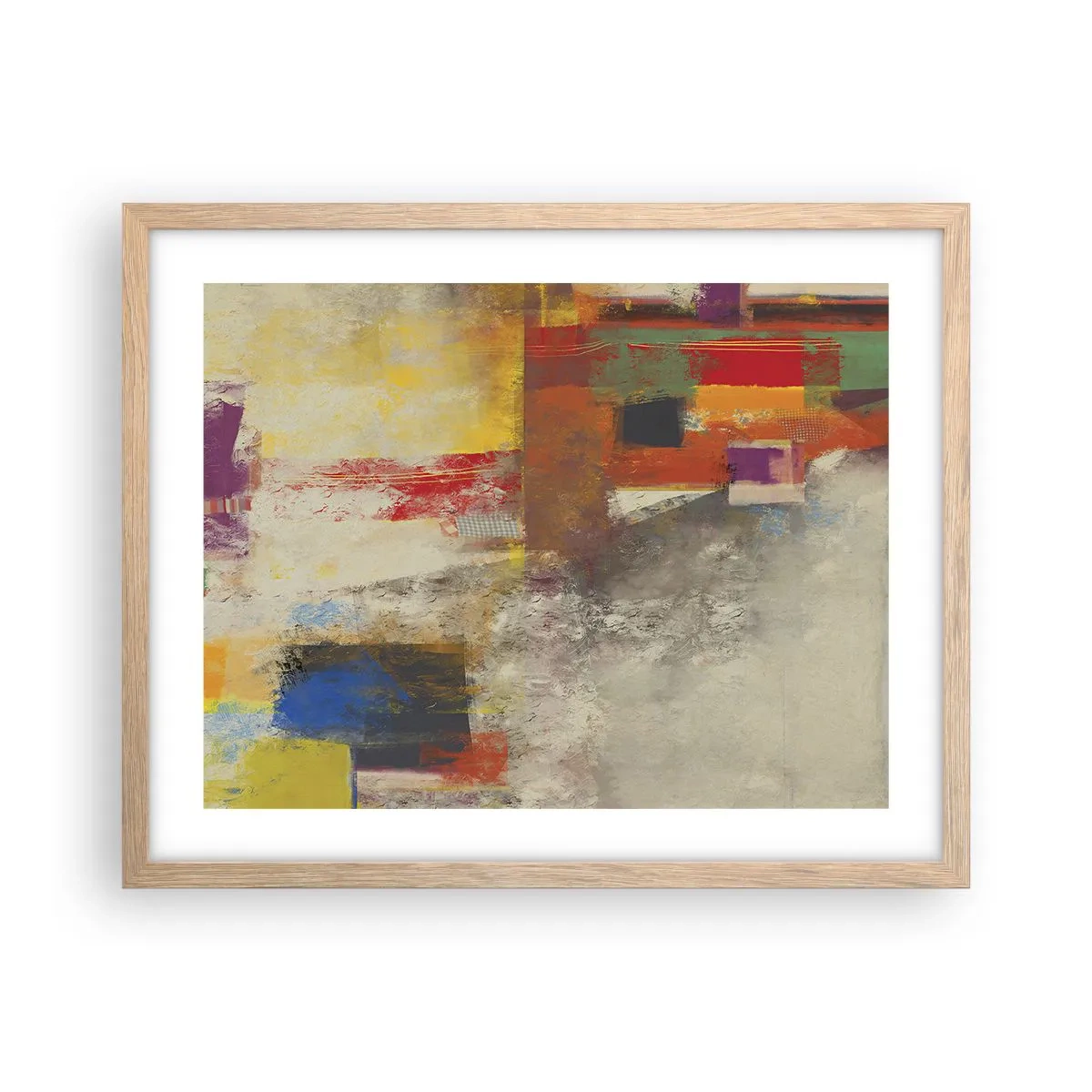 Póster en marco roble claro - Geometría de color - 50x40 cm