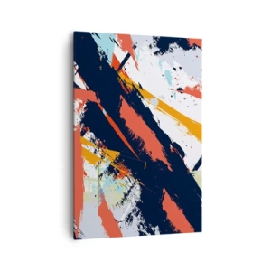 Cuadro sobre lienzo - Impresión de Imagen - Pinceladas abstractas en colores vibrantes - 70x100cm - Composición dinámica - Decoración de pared moderna para salón y dormitorio ARTTOR