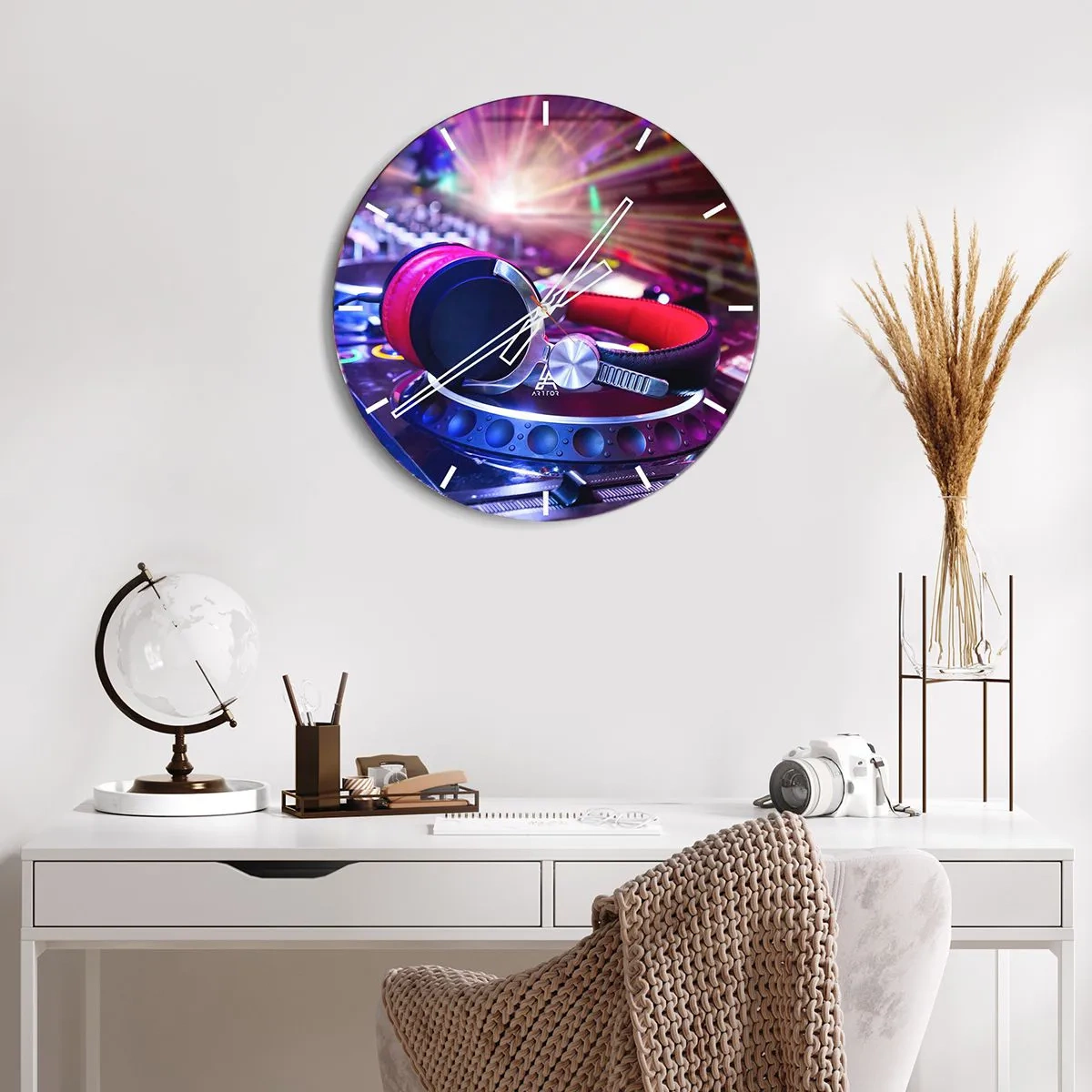 Reloj de pared - Reloj de vidrio - Empieza la fiesta - 40x40 cm