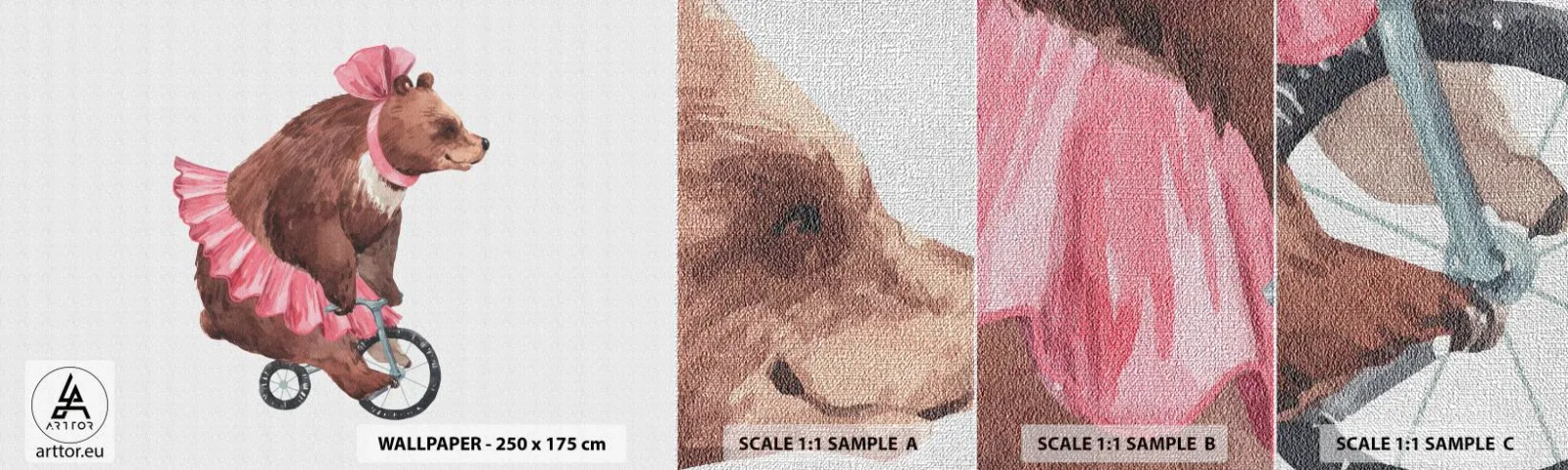 Muestra de fotomural Premium Canvas - ¡Qué circo! - Oso, Circo, De niña - 100x30 cm