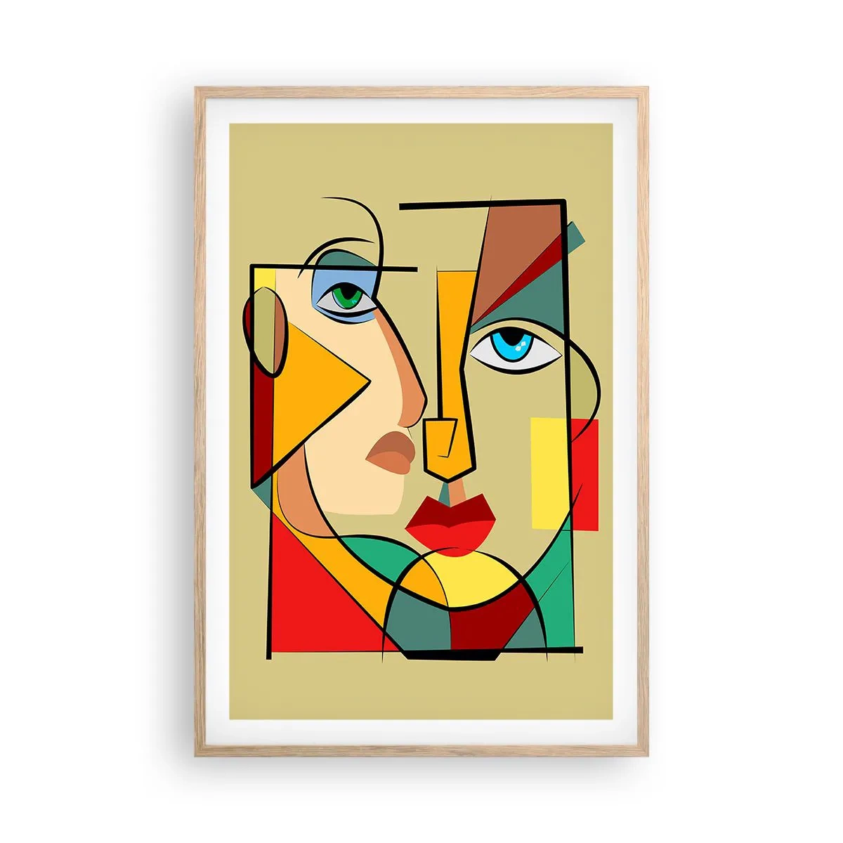 Póster en marco roble claro - Una pareja emparejada - 61x91 cm