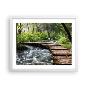 Póster en marco blanco - Sobre una cascada de espuma - 50x40 cm