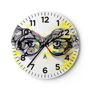 Reloj de pared - Reloj de vidrio - A través de las gafas azules - 30x30 cm