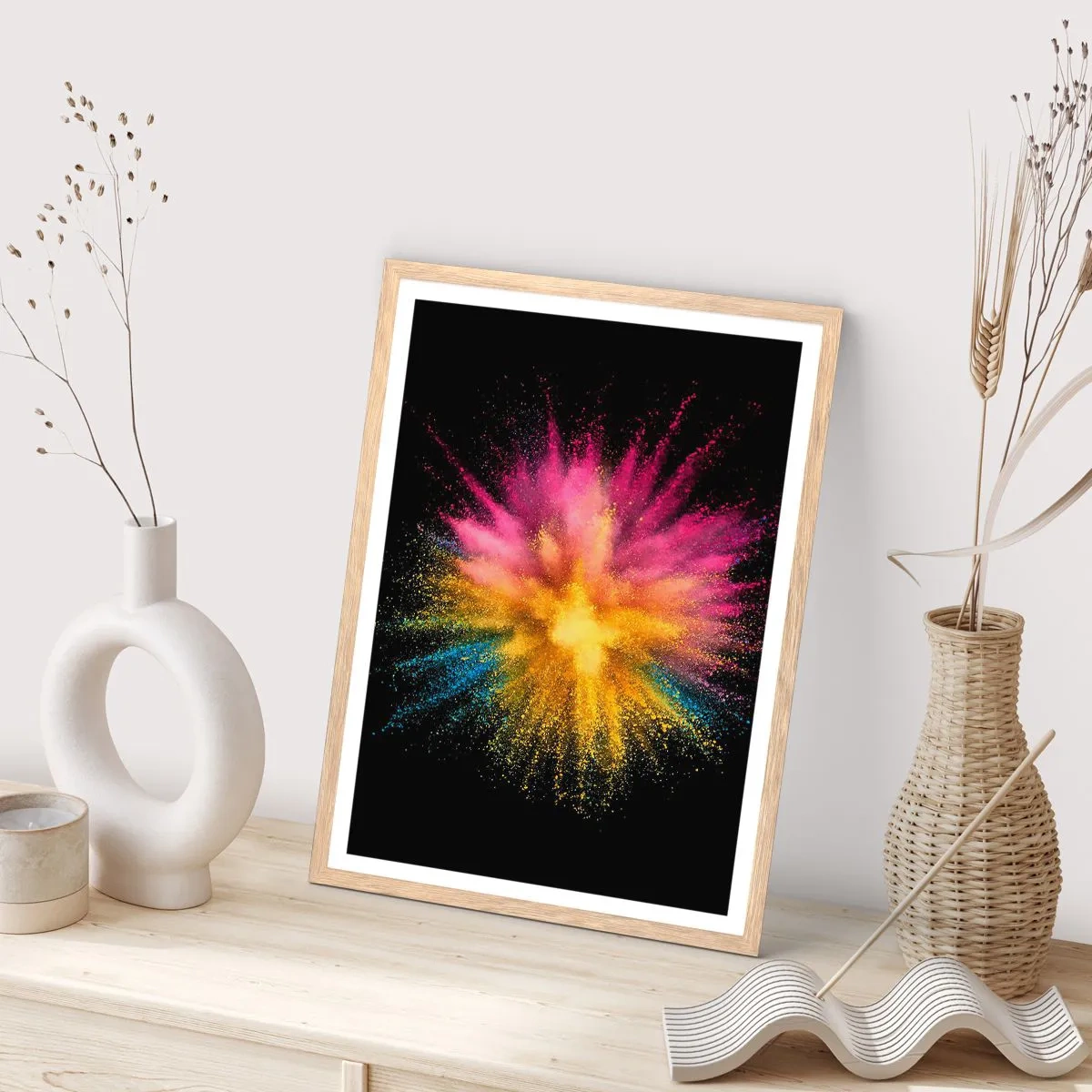 Póster en marco roble claro - El nacimiento de los colores - 70x100 cm