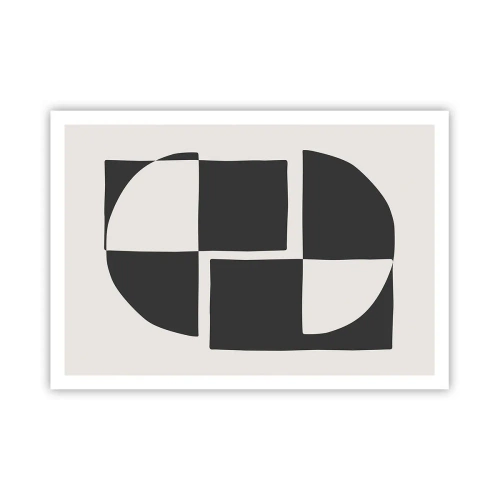 Póster - Formas geométricas abstractas en blanco y negro - 100x70cm - Antítesis - síntesis - Decoración de pared moderna para salón y dormitorio ARTTOR